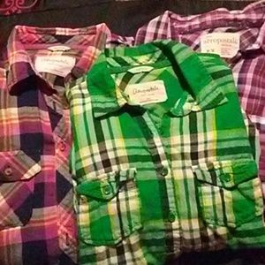 3 flannel shirts